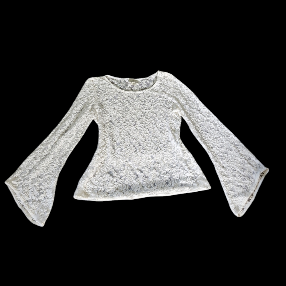 Ariat White Lace Long Sleeve Bell Cuff Top